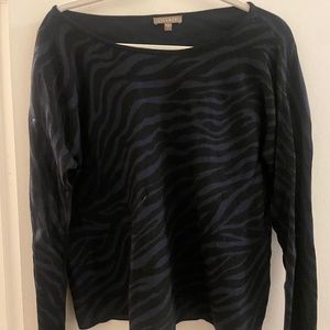 Lilla P Black and Blue Zebra Sweater, L